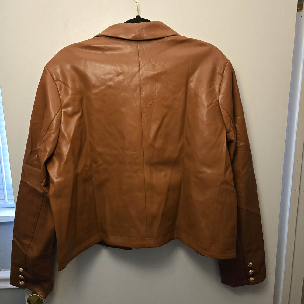 Fate Brown Soft Faux Leather Jacket Paisley Lined New 2X XXL - Picture 2 of 12